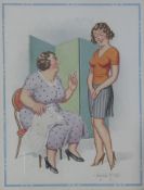 DONALD MCGILL (1875-1962) - ' HE ONLY TICKLED ME UNDER THE CHIN, MOTHER! '- WATERCOLOUR