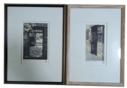 ANTHONY R. DAWSON - TWO HAND COLOUR ETCHIGS OF CAMPDEN & SNOWSHILL - FRAMED & GLAZED