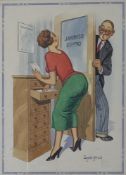 DONALD MCGILL (1875-1962) - ' MISS SMITH...' - WATERCOLOUR PAINTING
