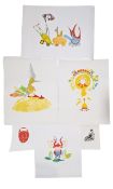 CARMEN GARCIA (20TH CENTURY) - SIX SCREENPRINTS ON PAPER PAINTINGS