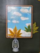 DAVOUD ZAHED (1936-1992) - LEAVES & CLOUDS ACRYLIC ON CANVAS PAINTING