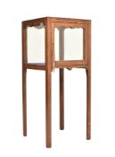 LATE 19TH CENTURY OAK & GLASS PEDESTAL BIJOUTERIE CABINET