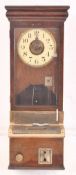 NATIONAL EARLY 20TH CENTURY OAK TIME RECORDER CLOCKING IN MACHINE