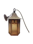 VINTAGE ARTS & CRATFS BRASS METAL HANGING PORCH LANTERN CEILING LIGHT