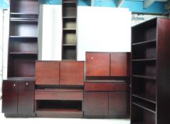 TAPLEY 33 - LARGE GROUP OF BURGUNDY OAK MODULAR WALL UNITS