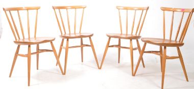 ERCOL FURNITURE MODEL 449 - SET OF 4 20TH CENTURY SPINDLE BACK DINING CHAIRS