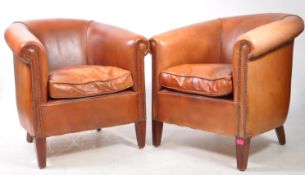 PAIR OF 20TH CENTURY LEATHER TUB ARMCHAIRS