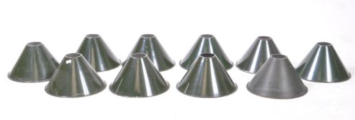 TEN VINTAGE INDUSTRIAL ENAMELLED LIGHT SHADES