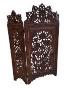 EARLY 20TH CENTURY ANGLO INDIAN CARVED FIRESCREEN