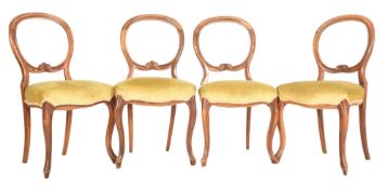 FOUR VICTORIAN 19TH CENTURY MAHOGANY BALLOON BACK CHAIRS