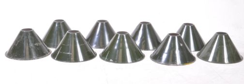 NINE VINTAGE INDUSTRIAL ENAMELLED LIGHT SHADES