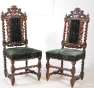 PAIR OF 19TH CENTURY CAROLEAN REVIVAL CHAIRS