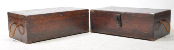 TWO EARLY 20TH CENTURY OAK STORAGE BOXES - TRAVEL CHESTS