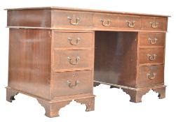 EDWARDIAN MAHOGANY & LEATHER TWIN PEDESTAL DESK