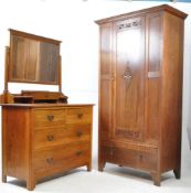 EDWARDIAN OAK DRESSING TABLE & ARTS & CRAFTS WARDROBE