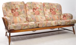ERCOL JUBILEE RANGE MID CENTURY BEECH THREE SEATER SOFA