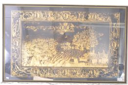 EARLY 20TH CENTURY GILT PAINTED ON BLACK PAPER BATTLE OF THE NILE