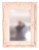 MODERN OVERSIZED WHITE PAINTED HALL MIRROR WITH SCROLLED DECORATION