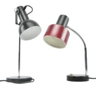 TWO RETRO MID CENTURY GOOSENECK DESK TABLE LAMPS