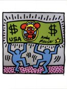 AFTER KEITH HARING - ANDY MOUSE - VINTAGE POP ART SERIGRAPH POSTER AFTER DISNEY'S MICKEY MOUSE