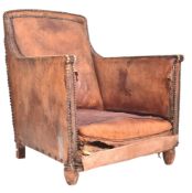 EARLY 20TH CENTURY ENGLISH ART DECO LEATHER CLUB ARMCHAIR