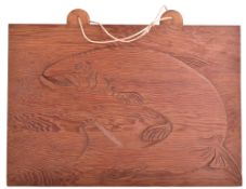 RETRO MID CENTURY WOODEN WALL HANGING WITH A RELIEF TROUT FISH