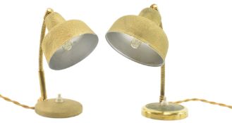 MATCHED PAIR OF ITALIAN 20TH CENTURY GILDED METAL DESK LAMPS