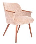 BRITISH MODERN DESIGN MID CENTURY TEAK & UPHOLSTERED BEDROOM CHAIR