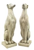 PAIR OF 20TH CENTURY COMPOSITE GARDEN DECORATIVE DOG FIGURES