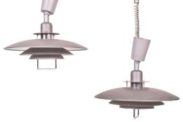 MANNER OF LOUIS POULSEN -PAIR OF RISE AND FALL CEILING LIGHTS