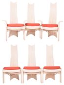 ATTR. TO MCGUIRE - SIX MID CENTURY C1970S WHITE BAMBOO DINING CHAIRS