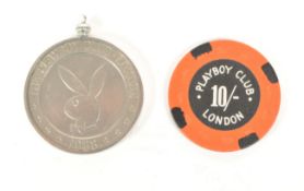 PLAYBOY 1966 - ORIGINAL TEN SHILLING CHIP AND KEY CHAIN TOKEN