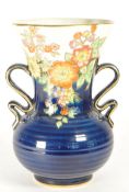 CROWN DEVON - EARLY 20TH CENTURY ARCADIAN TWIN HANDLED VASE