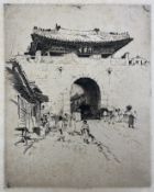 ERNEST STEPHEN LUMSDEN - SEOUL, WEST GATE - C. 1911 DRYPOINT ETCHING