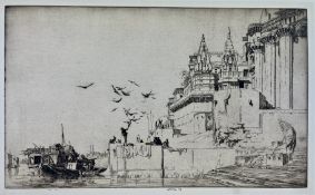 ERNEST STEPHEN LUMSDEN - FEEDING THE BIRDS - 1921 DRYPOINT ETCHING