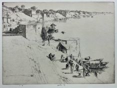 ERNEST STEPHEN LUMSDEN - MUNSHI GHAT, INDIA - 1928 DRYPOINT ETCHING