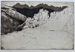 ERNEST STEPHEN LUMSDEN - LAMAYURU - 1921 DRYPOINT ETCHING