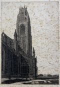 FREDERICK LANDSEER MAUR GRIGGS - ST BOTOLPH, BOSTON - 1925 ETCHING