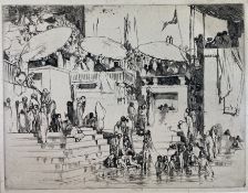 ERNEST STEPHEN LUMSDEN - INDIAN BATHERS - DRYPOINT ETCHING