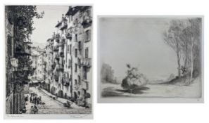 TWO FRENCH EARLY 20TH CENTURY DRYPOINT ETCHINGS ON PAPER