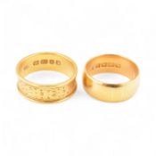 TWO HALLMARKED 22CT GOLD BAND RINGS