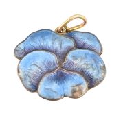 CHILD & CHILD SILVER GILT ENAMEL FLOWER NECKLACE PENDANT