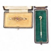 EDWARDIAN 15CT GOLD BROOCH PIN & LAPEL PIN