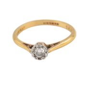 18CT GOLD & PLATINUM DIAMOND SOLITAIRE RING