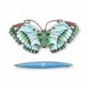JOHN ATKINS & SONS SILVER ENAMEL BUTTERFLY BROOCH PIN & OTHER