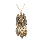 19TH CENTURY IBERIAN GEM SET PENDANT NECKLACE