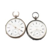 TWO VICTORIAN SILVER POCKET WATCHES