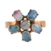 14CT GOLD & OPAL TRIPLET CLUSTER RING