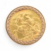 HALLMAKRED 9CT GOLD FULL SOVEREIGN RING