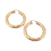 PAIR OF LARGE HALLMARKED 9CT GOLD ITALIAN HOOP EARRINGS